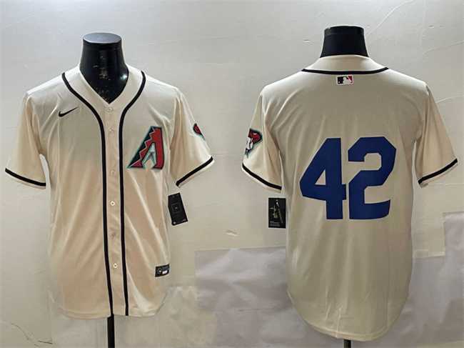 Men%27s Arizona Diamondbacks #42 Jackie Robinson Cream Limited Stitched Jersey->customized ncaa jersey->Custom Jersey